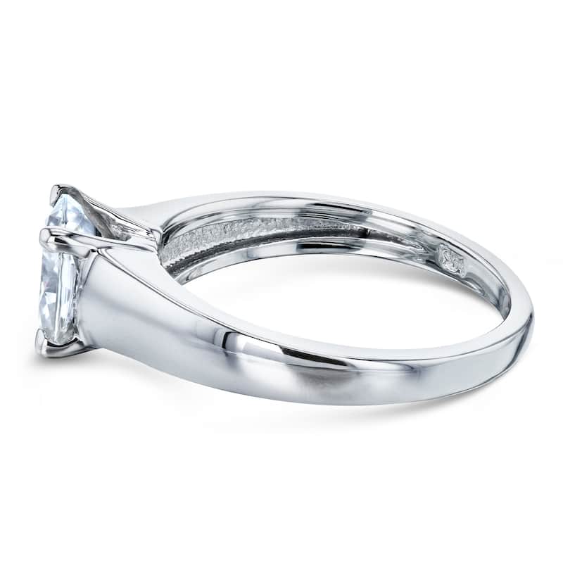 Kobelli 1 Carat Natural Diamond 14k Solid White Gold Solitaire Cushion Engagement Ring