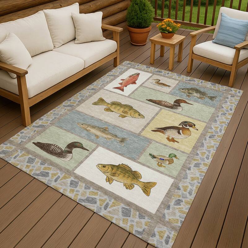Machine Washable Indoor/ Outdoor Cabin Lodge Chantille Rug - Ivory - 2'6" x 3'10"