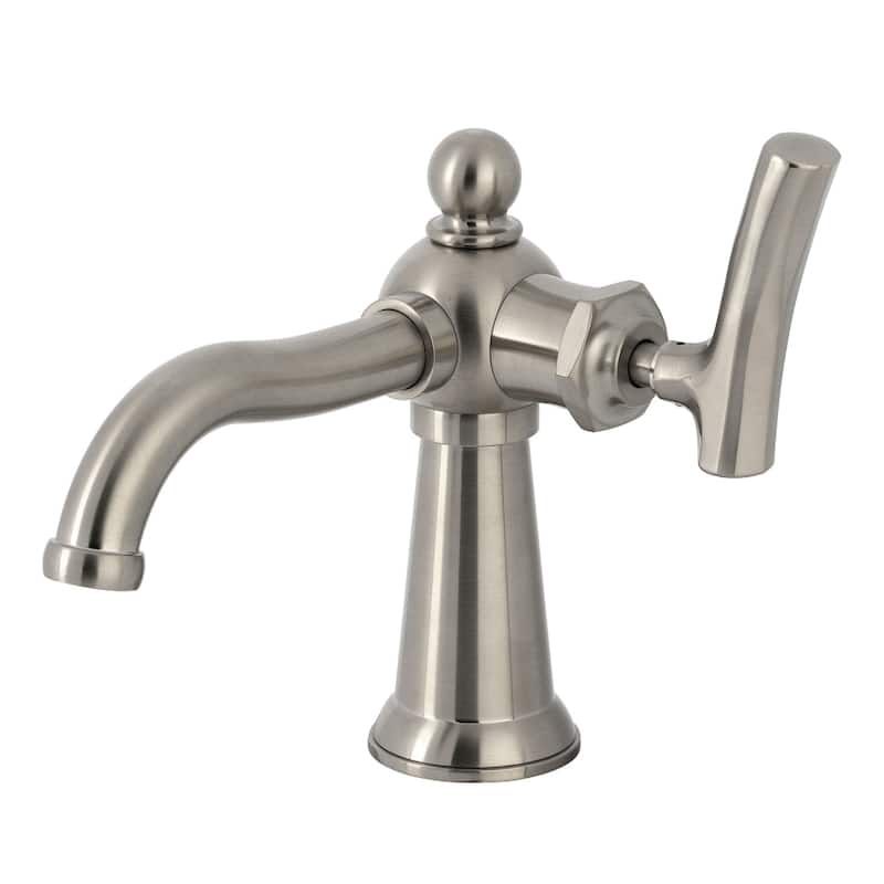 Kingston Brass Hallerbos Single-Handle 1-Hole Deck Mount Bathroom Faucet with Drain - Brushed Nickel