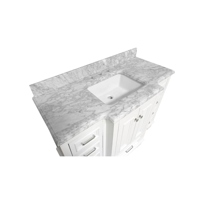 KitchenBathCollection Nantucket 48" Bathroom Vanity with Carrara Marble Top