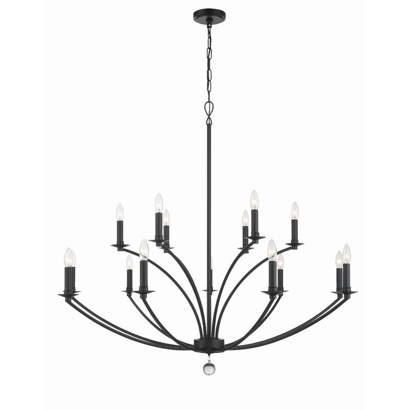 Mila 15 Light Black Chandelier - 48"W x 42"H - 48"W x 42"H