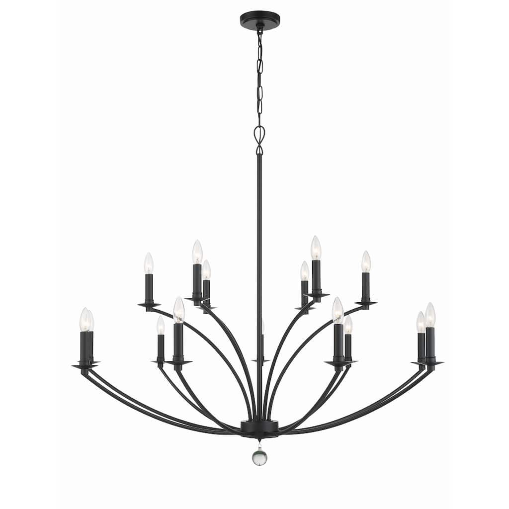Mila 15 Light Black Chandelier - 48"W x 42"H