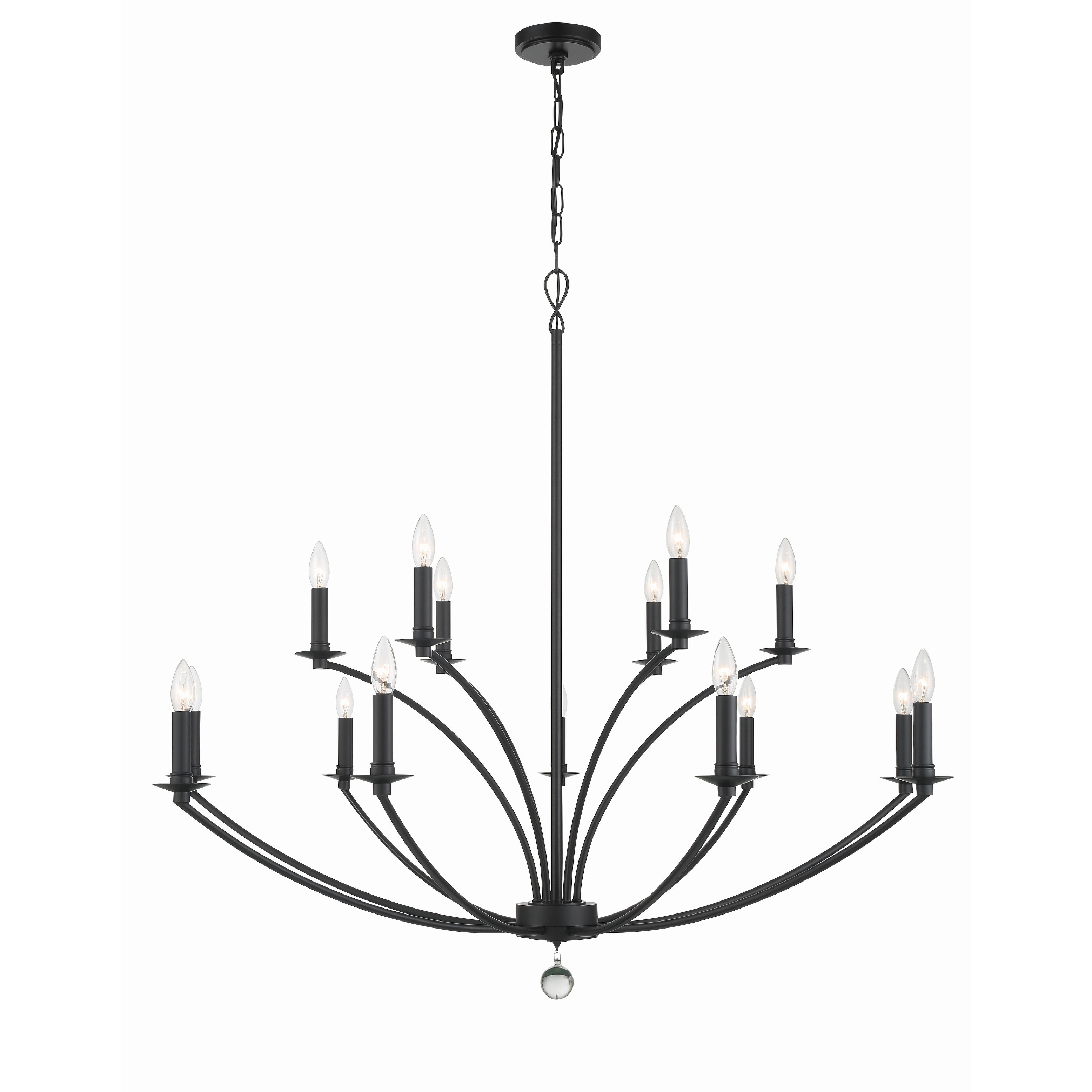 Mila 15 Light Black Chandelier - 48"W x 42"H