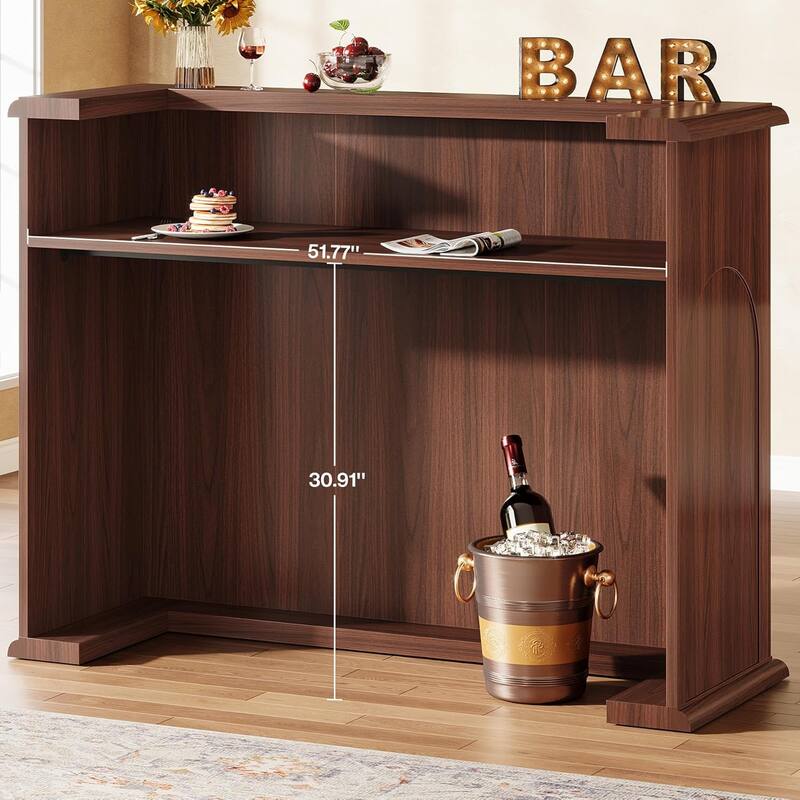 55-Inch Home Bar Unit, Mid-Century Modern Liquor Bar Table for Home Pub, Kitchen, Living Room