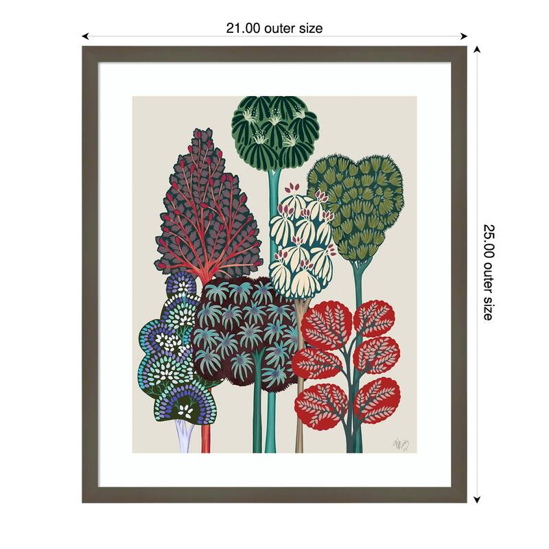 Serene Forest No. 2 by Fab Funky Wood Framed Wall Art Print - Svelte Clay Grey - 21 x 25 in