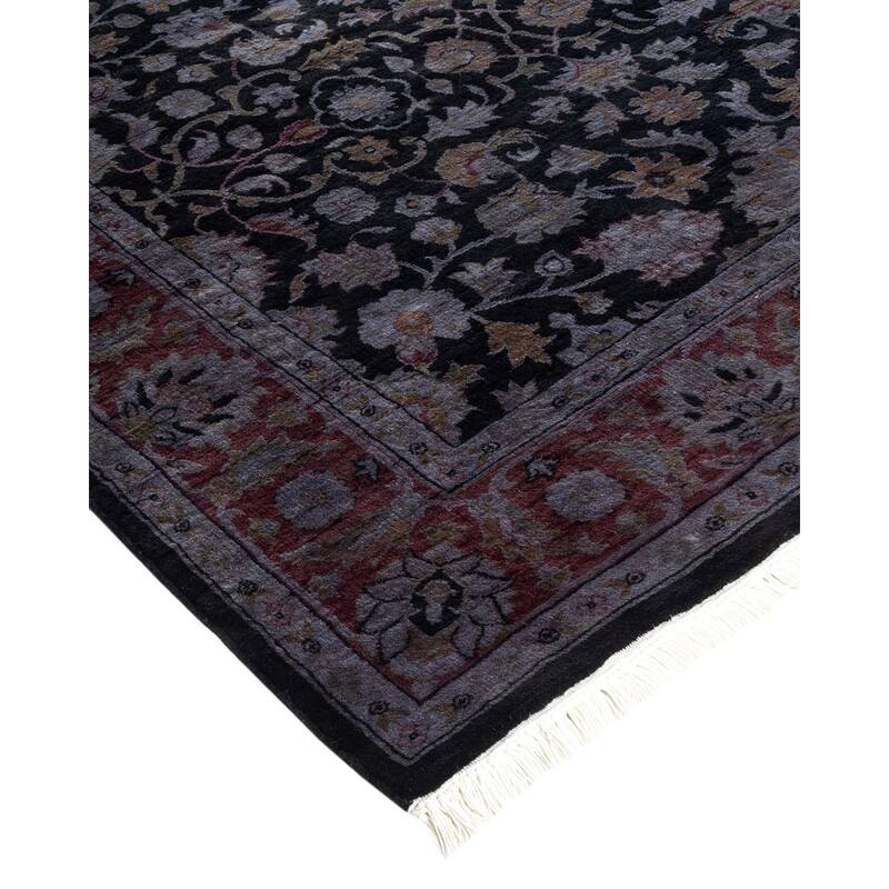Overton Hand Knotted Wool Vintage Inspired Modern Contemporary Overdyed Black Area Rug - 4' 0" x 6' 5"