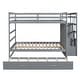 preview thumbnail 5 of 10, Full Over Full Bunk Bed with Twin Trundle & Stairs, Wood Bunk Beds with Storage Drawers & Guardrail for Kids Teens Adults, Grey