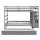 preview thumbnail 21 of 31, Wooden Full Bunk Bed wTwin Trundle, Storage Staircase, Guardrails