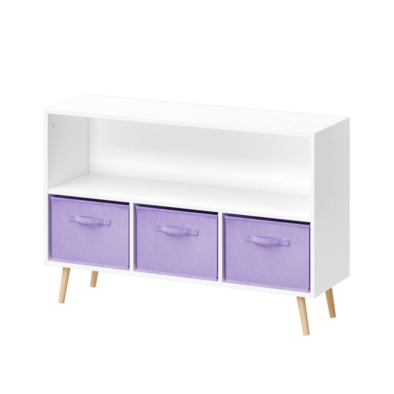 Kids Bookcase with Fabric Drawers and Toy Storage Organizer