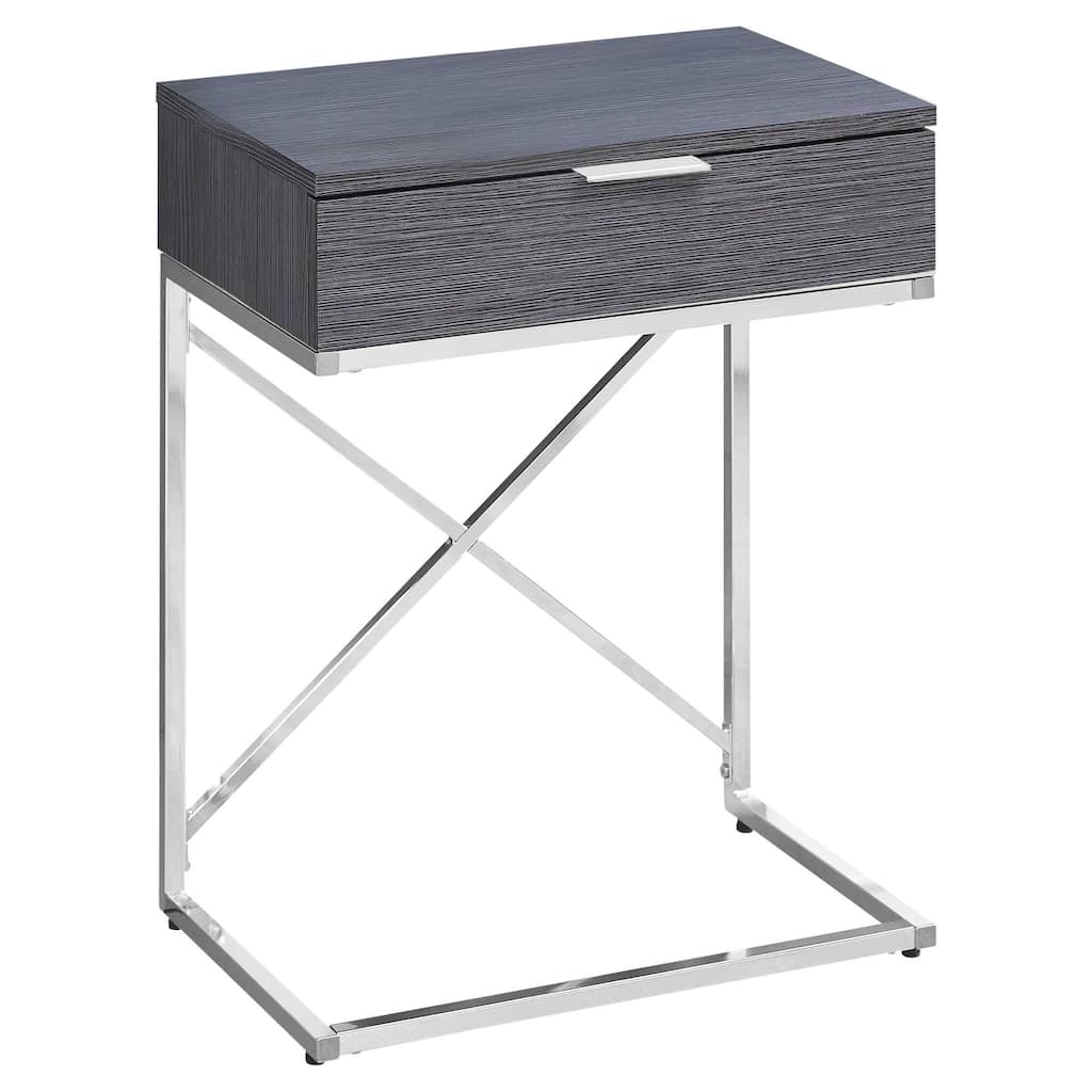Modern 24-Inch End Table with Drawer with Wood Surface and Metal Base Side Table for Sofa or Bedside