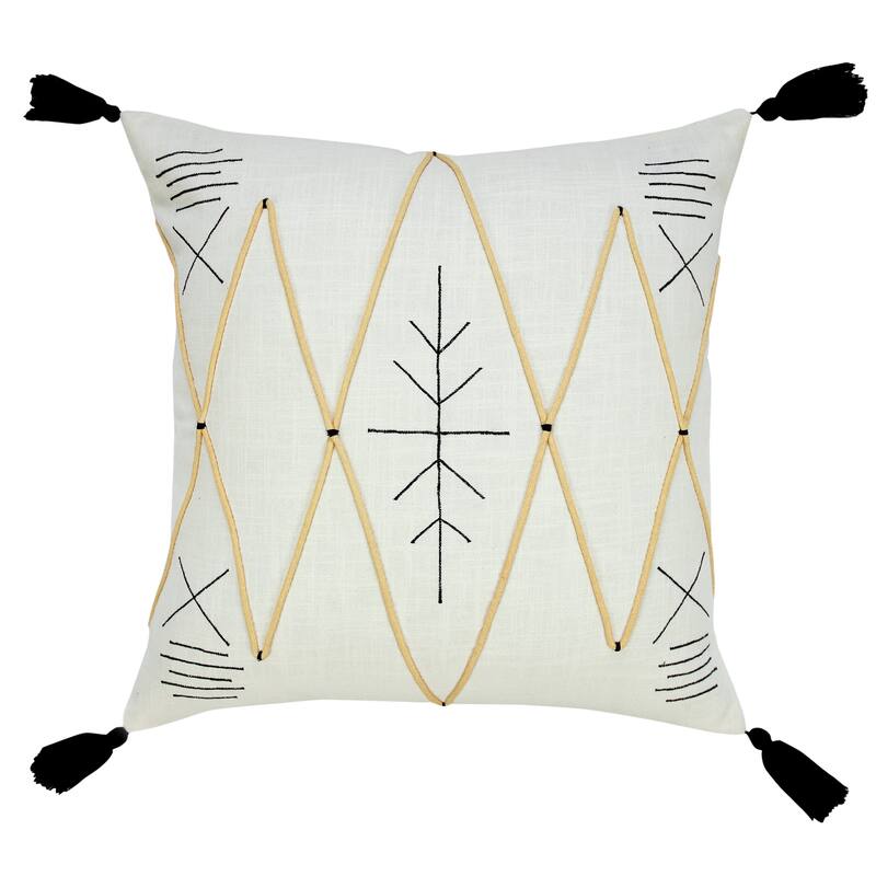 Sevita Bohemian Basics Textured Diamond Embroidered Throw Pillow