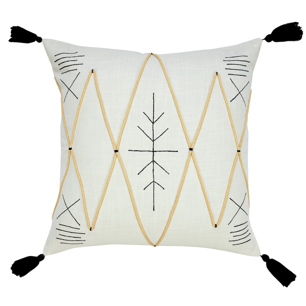 Sevita Bohemian Basics Textured Diamond Embroidered Throw Pillow