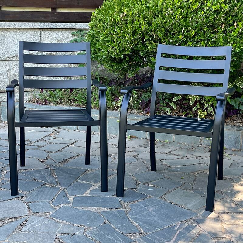 Black Patio Chairs Upholstered Arm Chair Reading Chair with Iron Frame, Reception Chair Side Chair Club Chair - Black