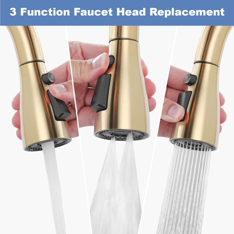WOWOW 1/2 in. Kitchen Faucets Head with 3-Spray Modes and 9 Adapters