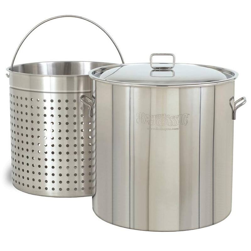 Bayou Classic 62-quart Stainless Stockpot with Steamer Basket