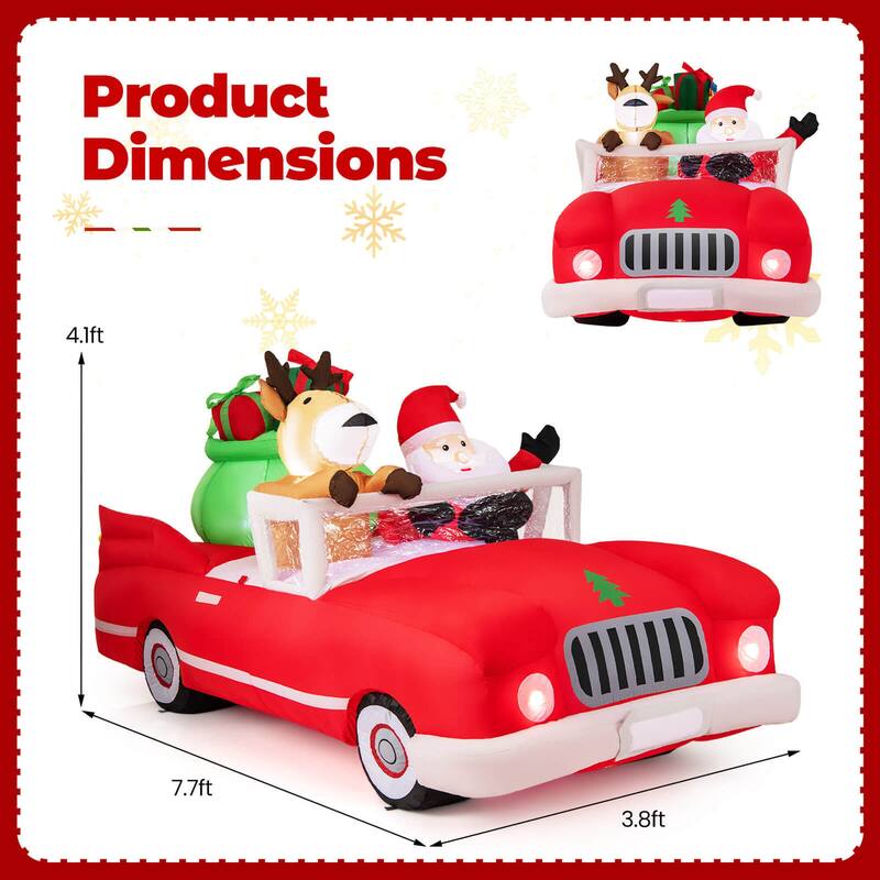 Costway 7.7 FT Long Christmas Inflatable Santa Claus and Reindeer - See Details