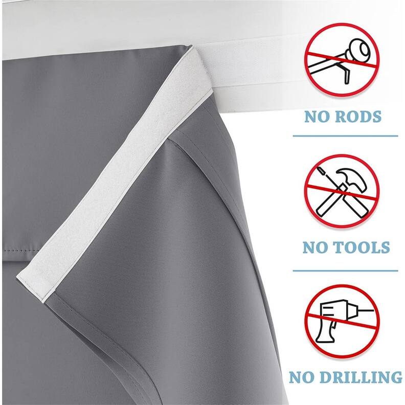 Gray Blackout French Door Curtains 26x40" Thermal Classroom
