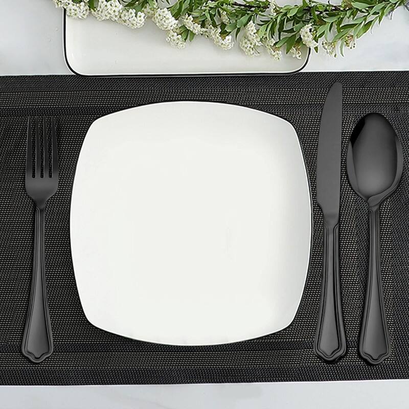 Black Silverware Set, Stainless Steel Flatware Cutlery Set