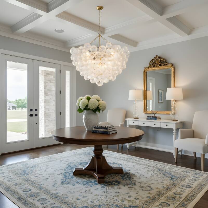 Gold Bubble Ball Chandelier, LED Pendant Light with Glass Globes