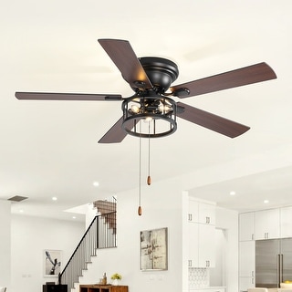 52-in Black Industrial Indoor Ceiling Fan with Light (5-Blade) - On ...