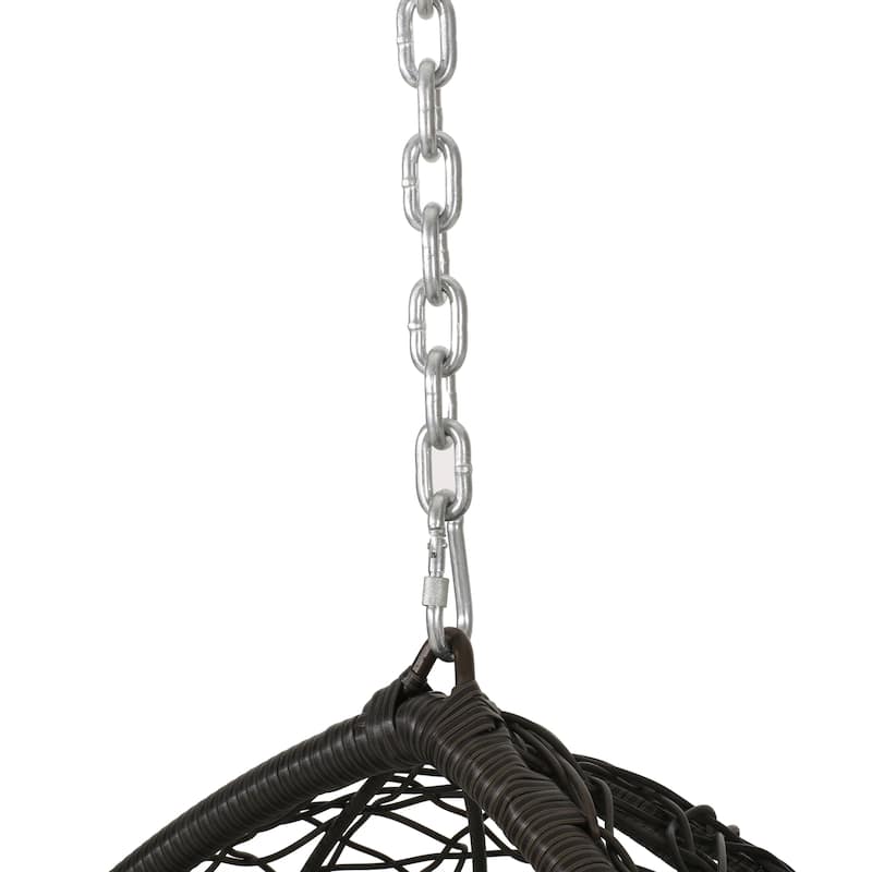 Outdoor Teardrop Hanging Basket Chair with Water-Resistant Tufted Cushion, Rattan Egg Chair, Wicker Swing Chair