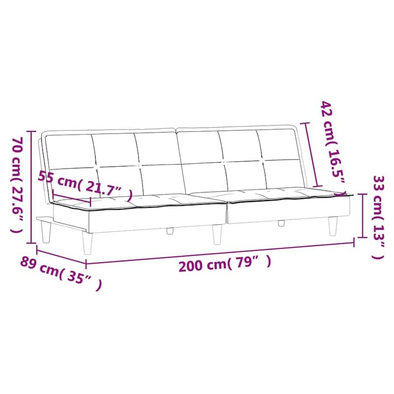 vidaXL Sofa Bed Fabric Sleeper Sofa Loveseat Recliner Chair Daybed Couch Bed - 78.7" x 35" x 27.6"
