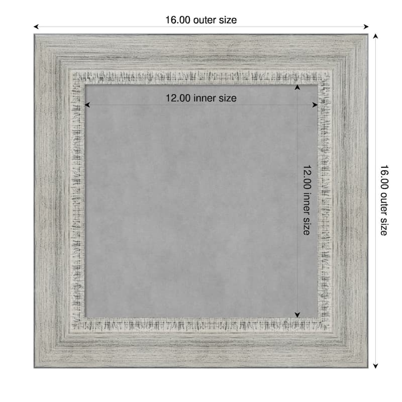 Amanti Art Rustic White Wash Framed Magnetic Board - Board Size 12x12