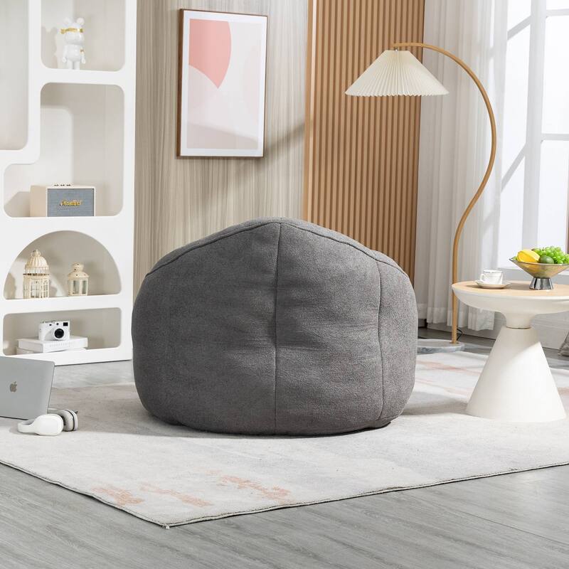 Fluffy Bean Bag Chair with Memory Foam & Ottoman for Living Room, Bedroom - White