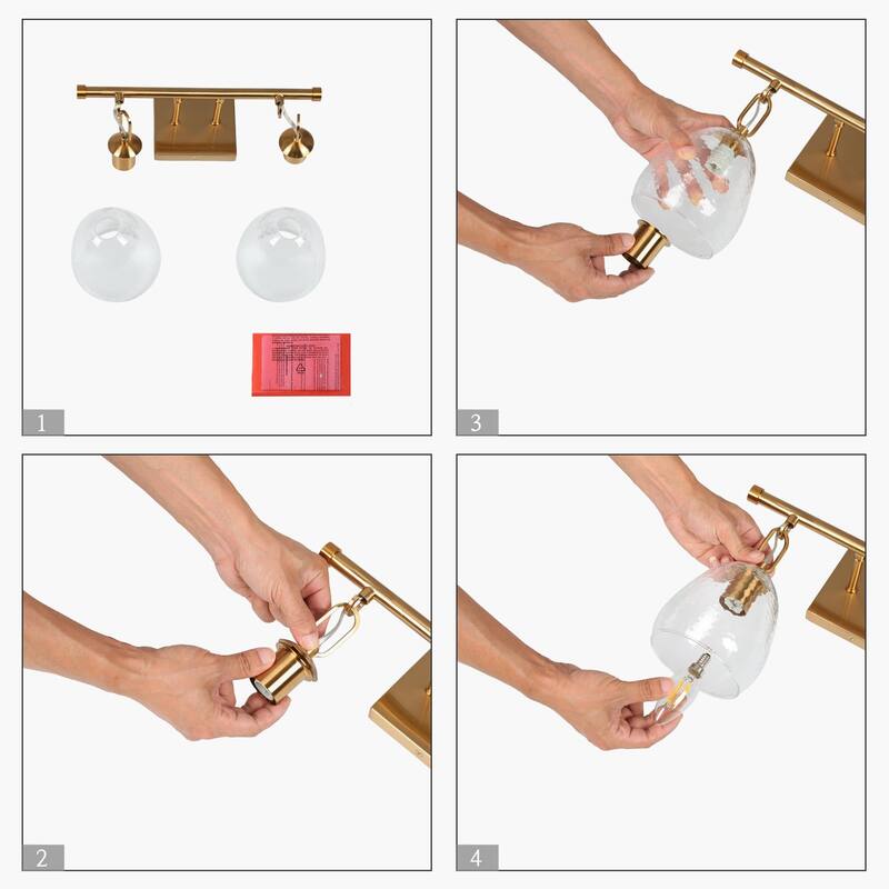 Blobfish Modern Gold 2-Light Textured Glass Wall Sconce Bathroom Vanity Light - L 13.8" x W 6.7" x H 11.2"