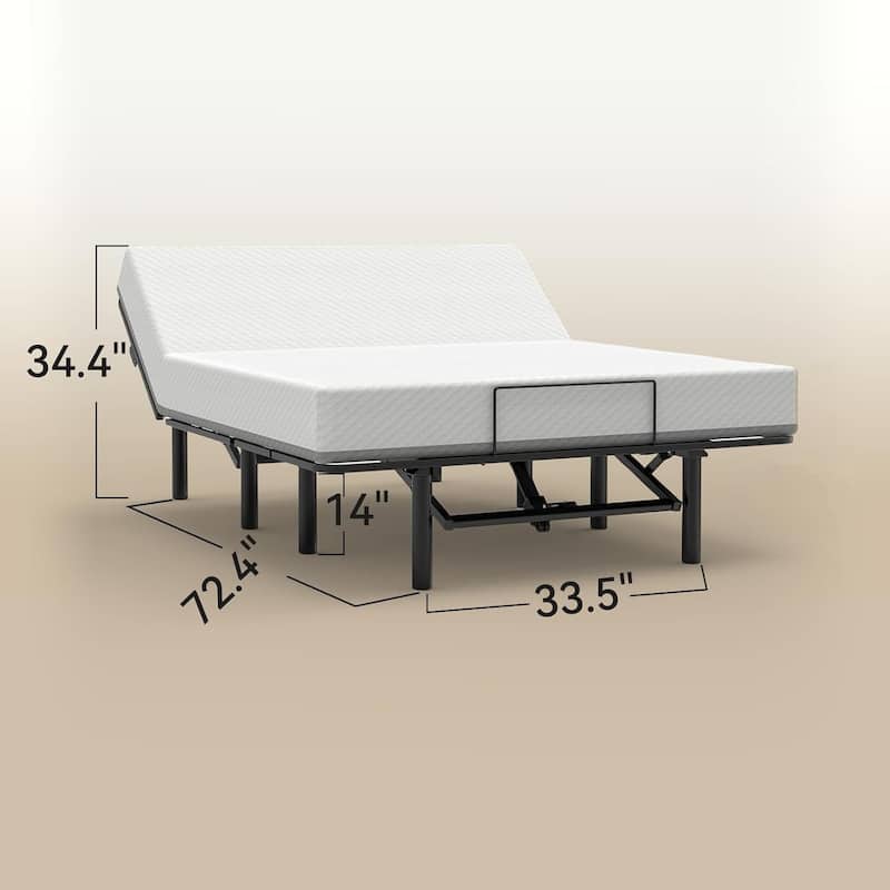 Adjustable Bed Base Frame Head and Foot Incline Quiet Motor Queen Size Zero Gravity