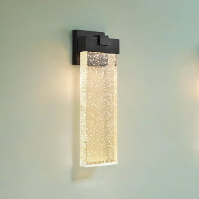 18" 12W Outdoor Wall Light w/ Bubble Crystal, Up/Down Lighting, 1-Pack