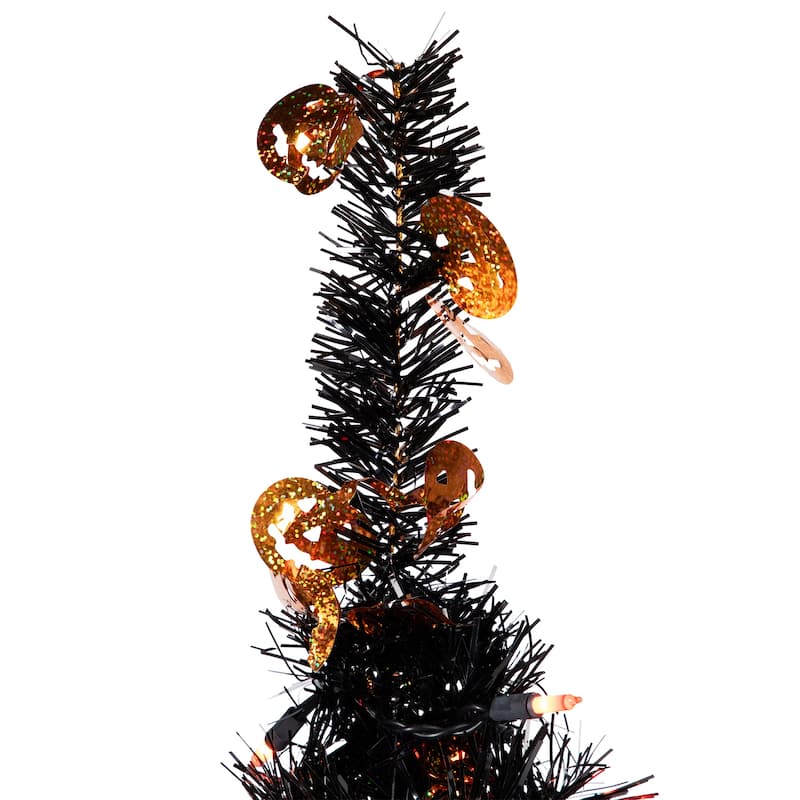 6' Pop Up Jack O' Lantern Artificial Halloween Tree Orange Lights - 6-to-7-feet
