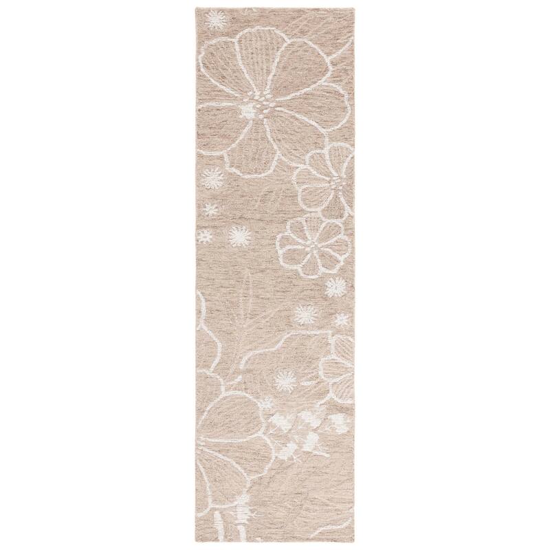 SAFAVIEH Handmade Jardin Altje Country Wool Rug - 2'3" x 8' Runner - Beige/Ivory