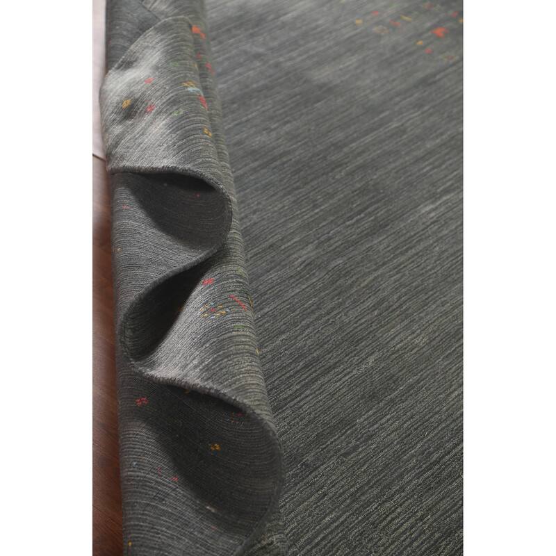 Gray & Green Gabbeh Oriental Area Rug Handmade Wool Carpet - 7'9"x 9'9"