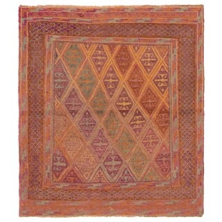 ECARPETGALLERY Hand-knotted Tajik Caucasian Orange, Purple Wool Rug - 3 ...