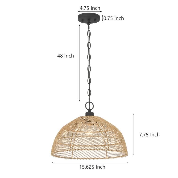 Acroma 1 - Light Hand-Woven Rattan Dome Pendant Light - 1-light