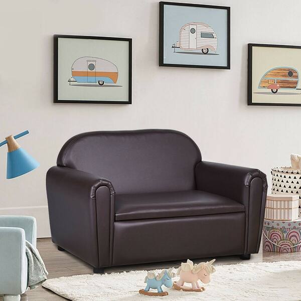 Shop Gymax Kids Sofa Armrest Chair Lounge Couch Wood Construction