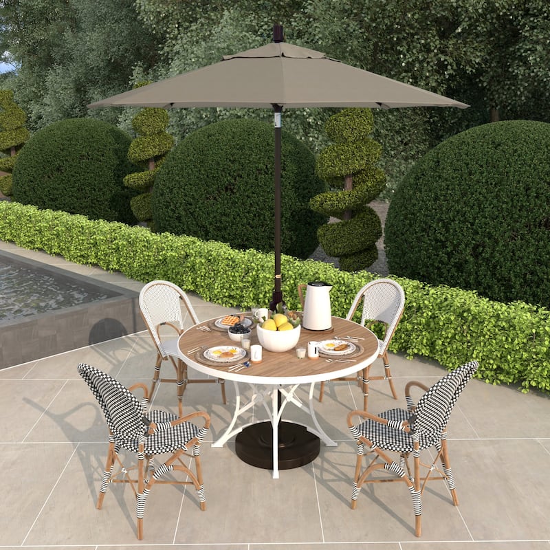 California Umbrella 7.5' Sun Master Patio Umbrella Bronze Aluminum Pole Fiberglass Ribs Crank Lift Tilting Olefin Royal Blue - Woven Granite