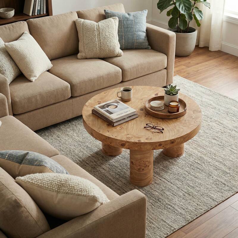 Christopher Knight Home - Barrister Modern 31.5" Round Coffee Table with Sculptural 3-Leg Base, Versatile for Living Areas