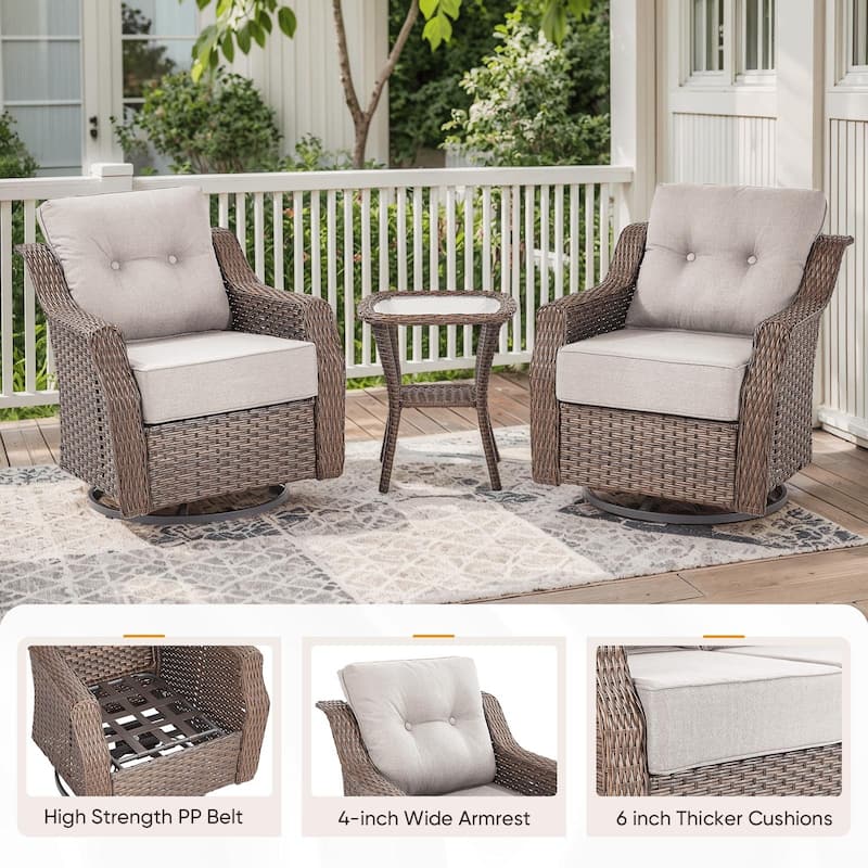 Pocassy Wicker Sofa Chair Set for Garden