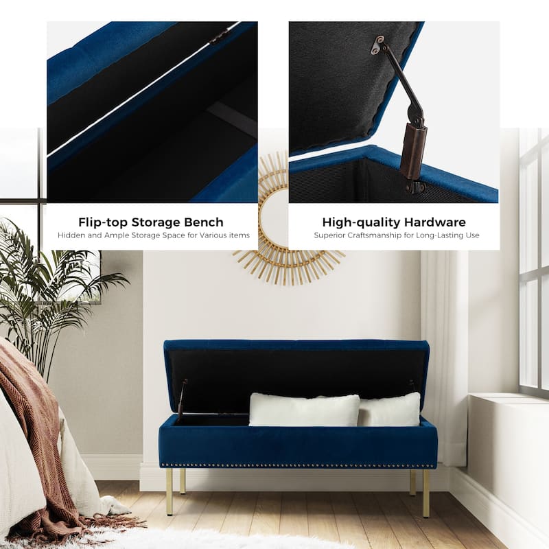 Egmont Contemporary Velvet Flip-Top Storage Bench by HULALA HOME