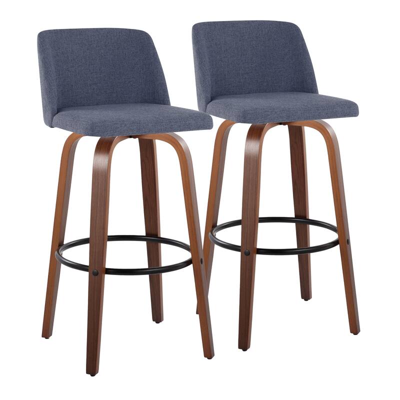 Carson Carrington Vallberga 30" Fixed-Height Bar Stool with Walnut Wood Base (Set of 2)