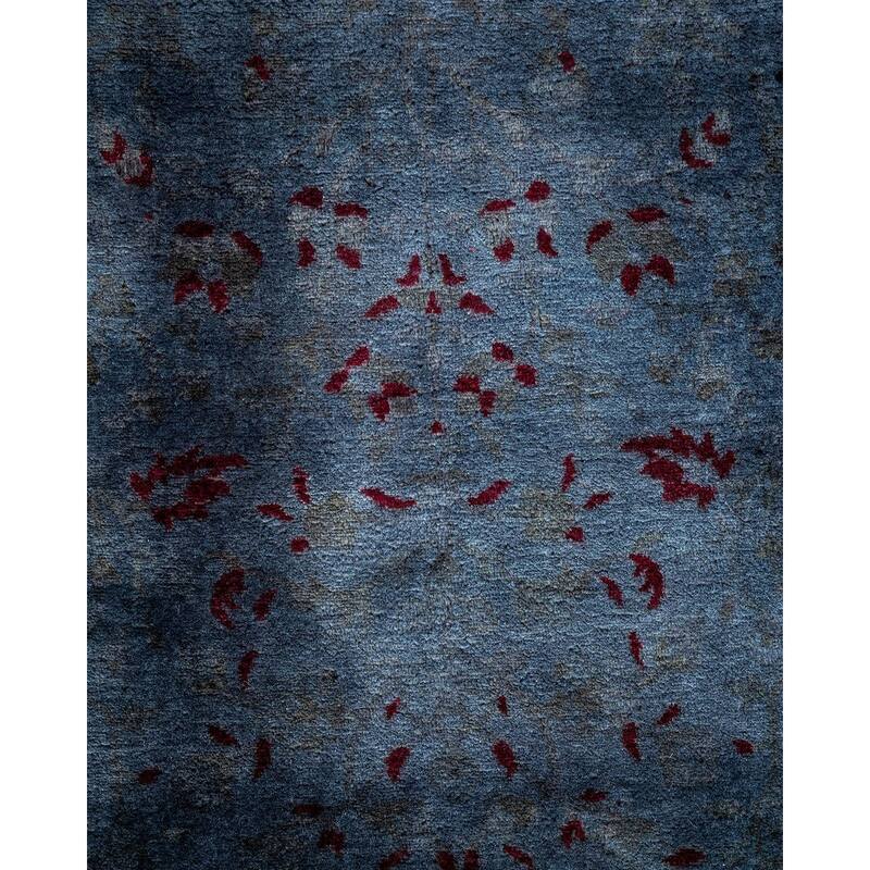 Overton Hand Knotted Wool Vintage Inspired Modern Contemporary Overdyed Blue Area Rug - 4' 9" x 7' 7"
