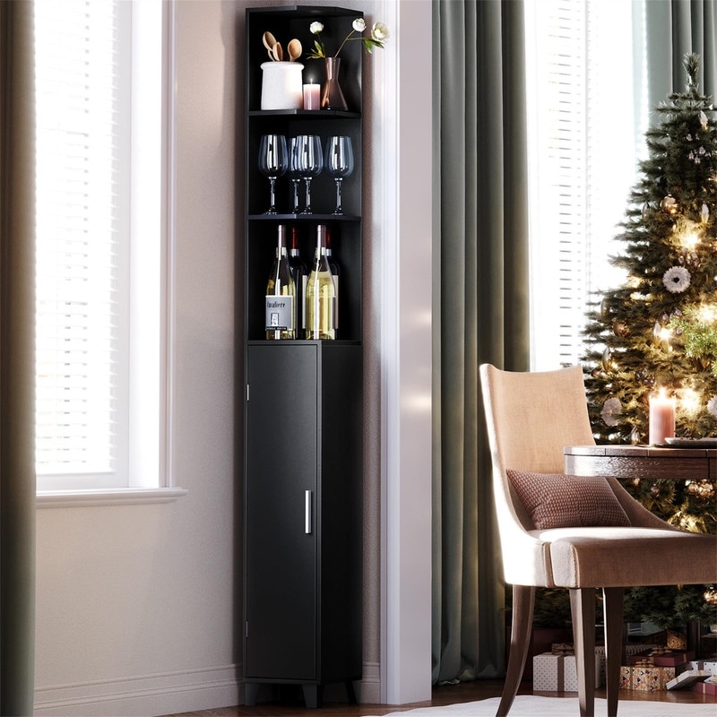 74.8" Tall Corner Cabinet with Door - Compact Storage