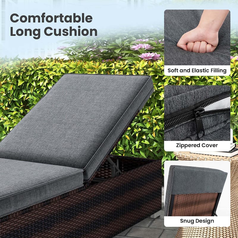 1/2 PCS Outdoor Chaise Lounge Patio Wicker Lounge Chair