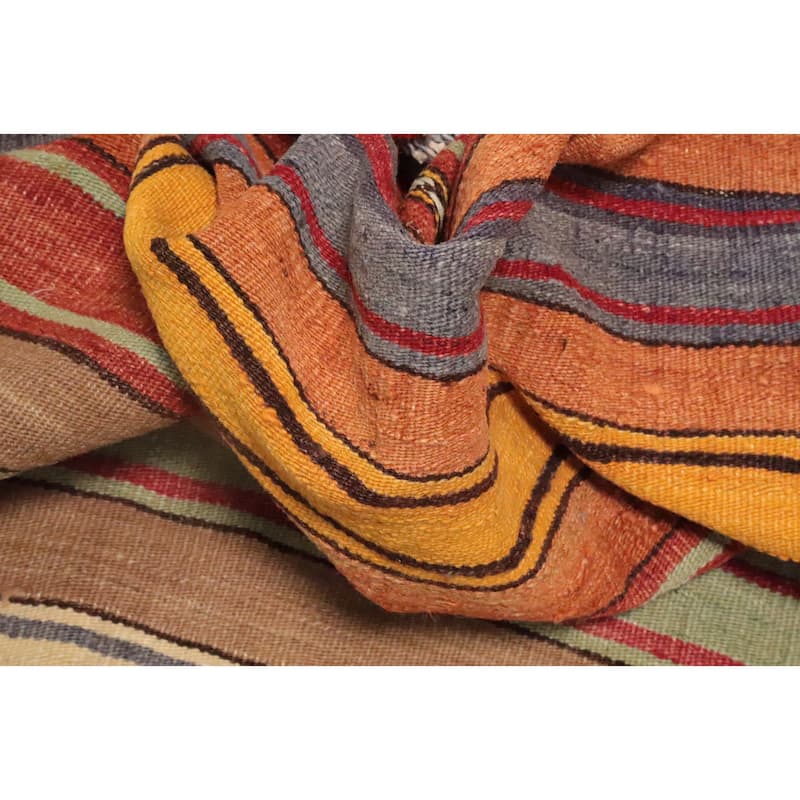 Hand Woven Oriental 100% Wool Carpet Southwestern Tribal Multi-Colored Kilim Area Rug - 8' 3'' X 5' 8''