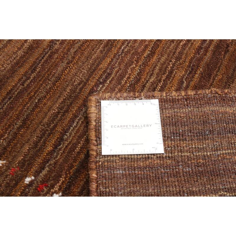 ECARPETGALLERY Hand Loomed Kashkuli Gabbeh Dark Brown Wool Rug - 3'11 x 6'1