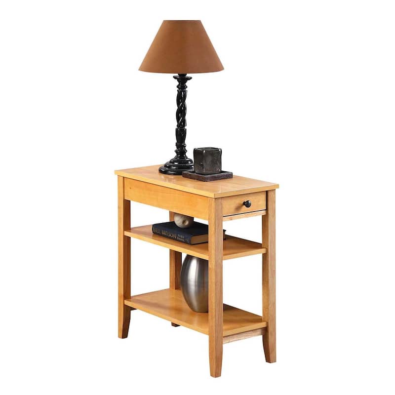 Three Tier End Table With Drawer - Modern Accent Table, Living Room Side Table, Bedroom Nightstand - 24
