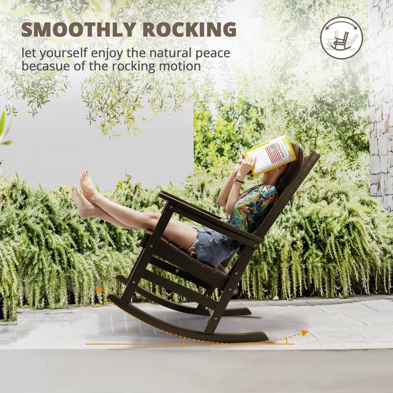 Eco-Friendly Plastic Outdoor Adirondack Rocking Chairs For Porch Set of 2