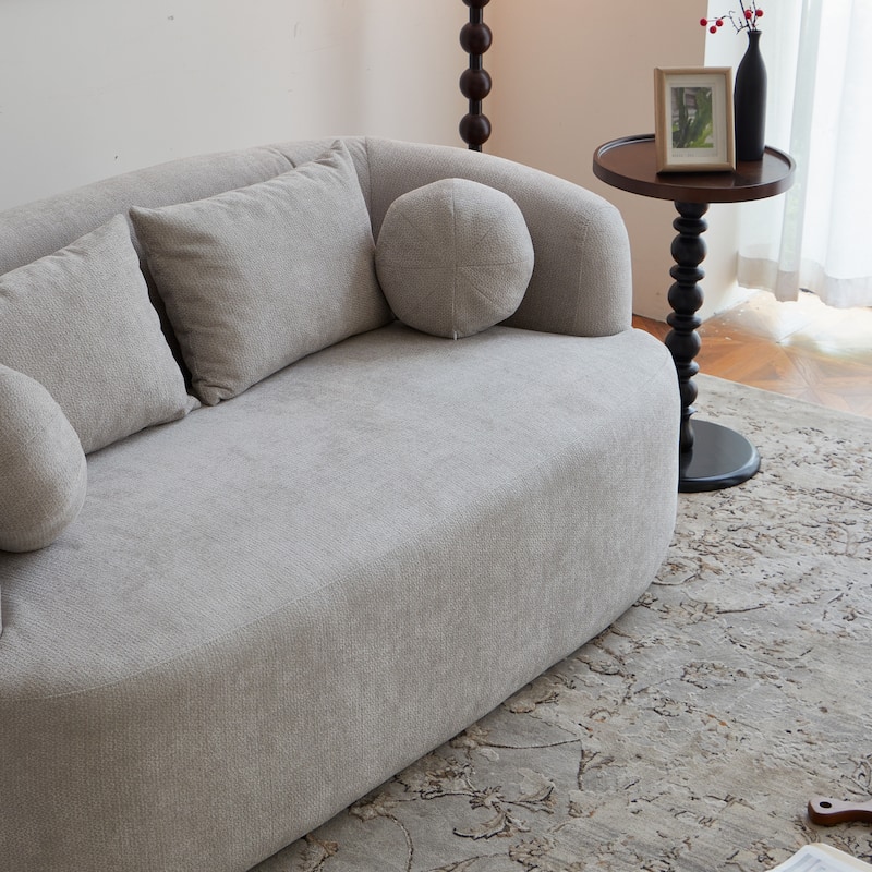 Modern Memory Foam Couch 2-Seater Sofa with 4 Throw Pillows, Round Armrests, for Living Rooms, Bedrooms and Apartments